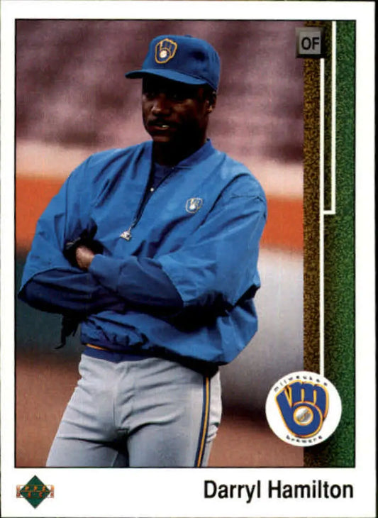 1989 Upper Deck #301 Darryl Hamilton NM-MT RC Rookie Milwaukee Brewers Baseball Card - Baseball Card Single