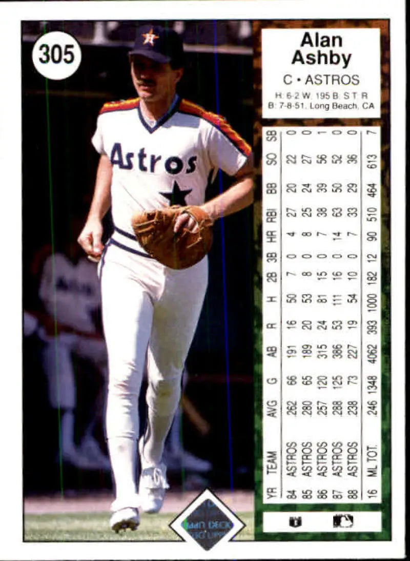 1989 Upper Deck #305 Alan Ashby NM-MT Houston Astros Baseball Card - Baseball Card Single