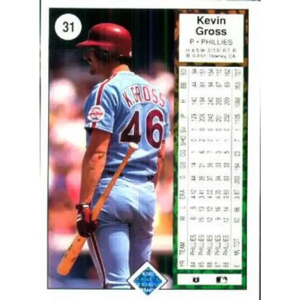 1989 Upper Deck #31 Kevin Gross NM-MT Philadelphia Phillies Baseball Card - Baseball Card Single