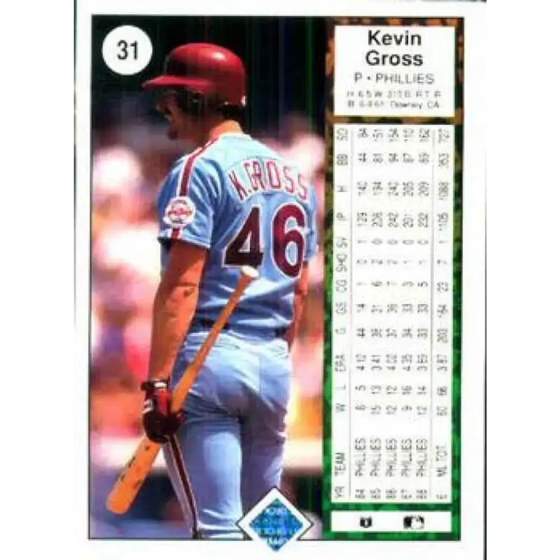 1989 Upper Deck #31 Kevin Gross NM-MT Philadelphia Phillies Baseball Card - Baseball Card Single