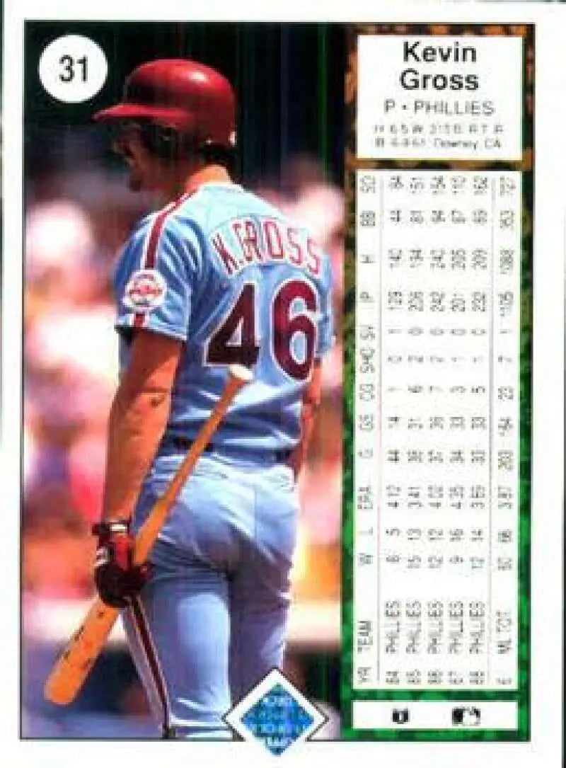 1989 Upper Deck #31 Kevin Gross NM-MT Philadelphia Phillies Baseball Card - Baseball Card Single