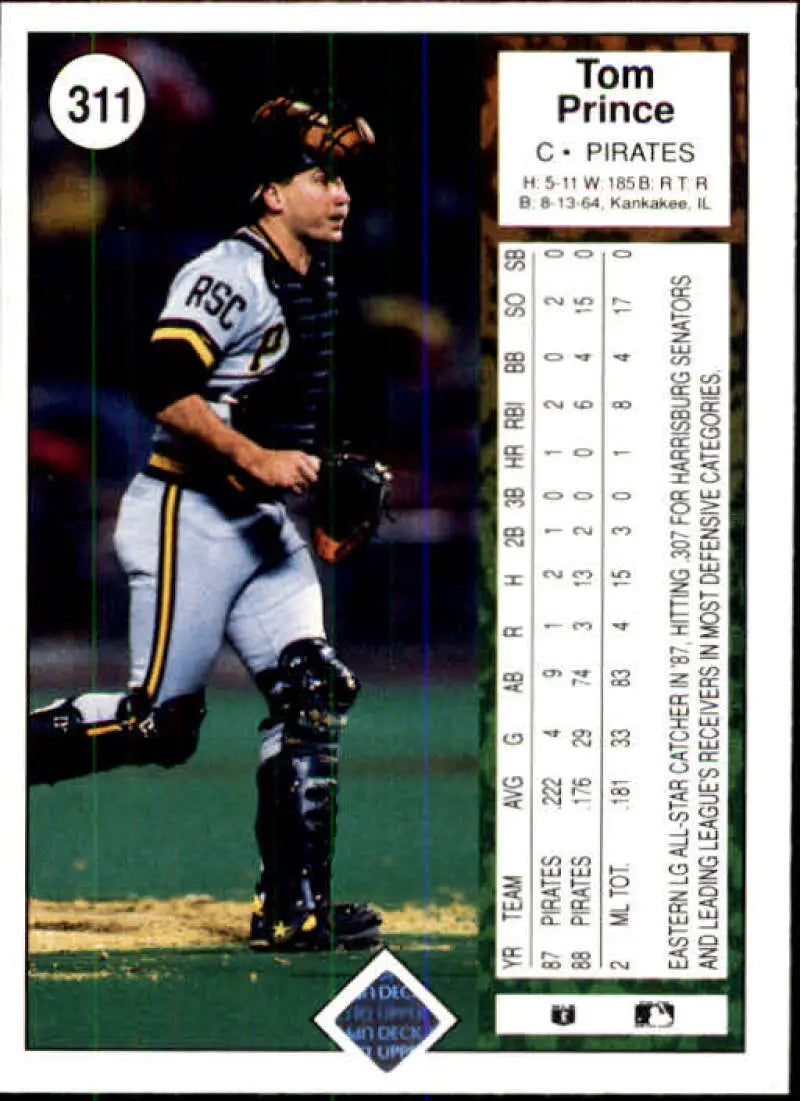 1989 Upper Deck #311 Tom Prince NM-MT Pittsburgh Pirates Baseball Card - Baseball Card Single
