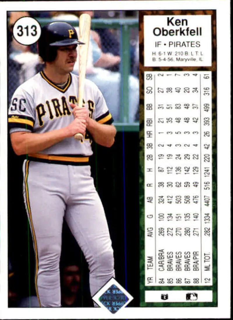 1989 Upper Deck #313 Ken Oberkfell NM-MT Pittsburgh Pirates Baseball Card - Baseball Card Single