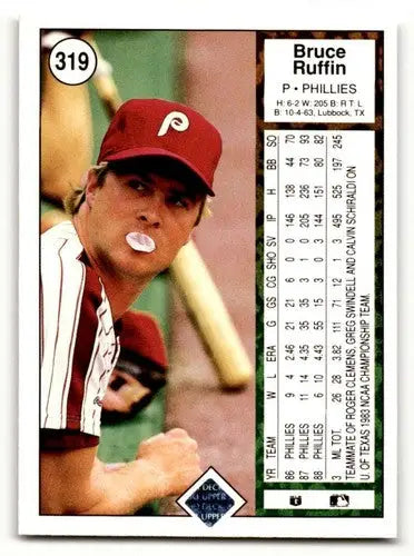 Original gloss Bruce Ruffin Philadelphia Phillies baseball card from 1989 Upper Deck
