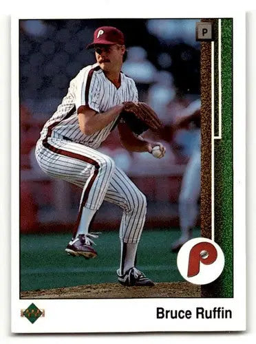Original gloss baseball card of Bruce Ruffin Philadelphia Phillies 1989 Upper Deck #319