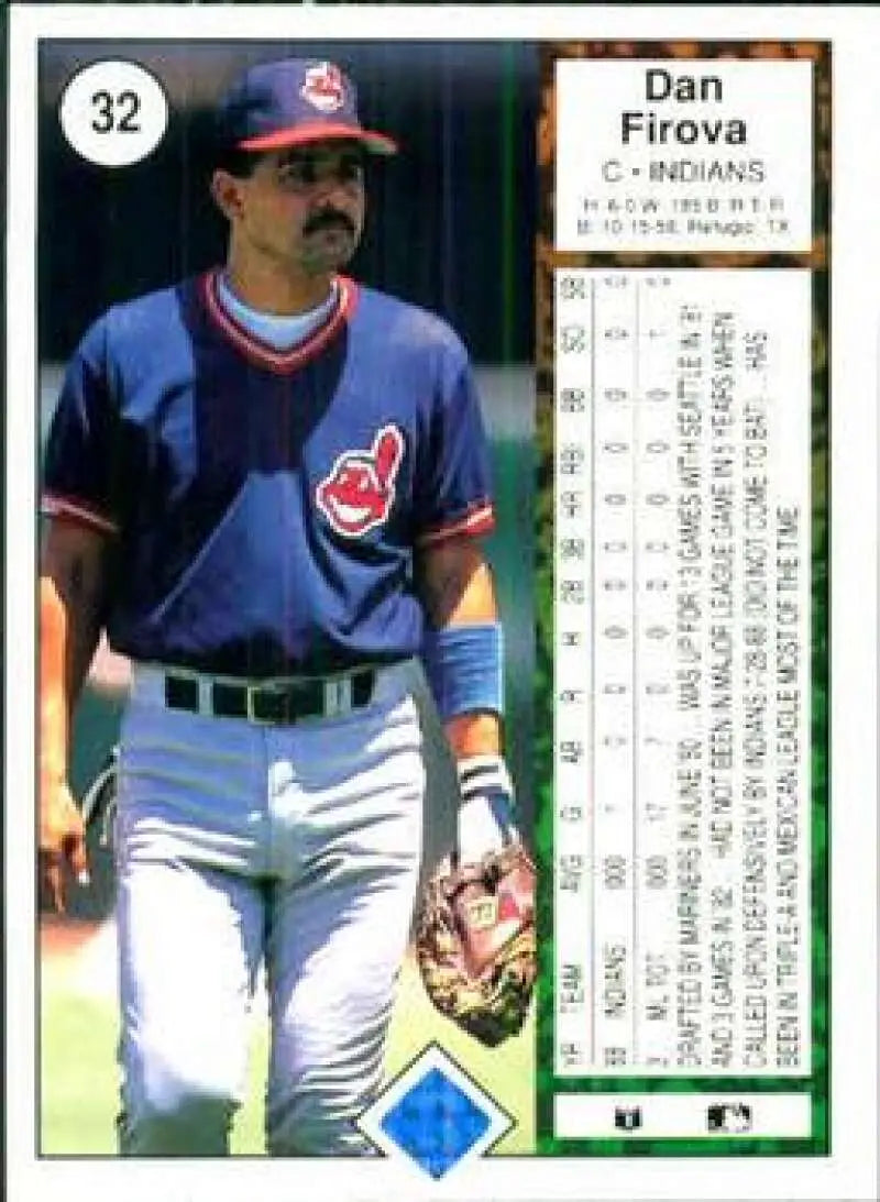 1989 Upper Deck #32 Dan Firova NM-MT RC Rookie Cleveland Indians Baseball Card - Baseball Card Single