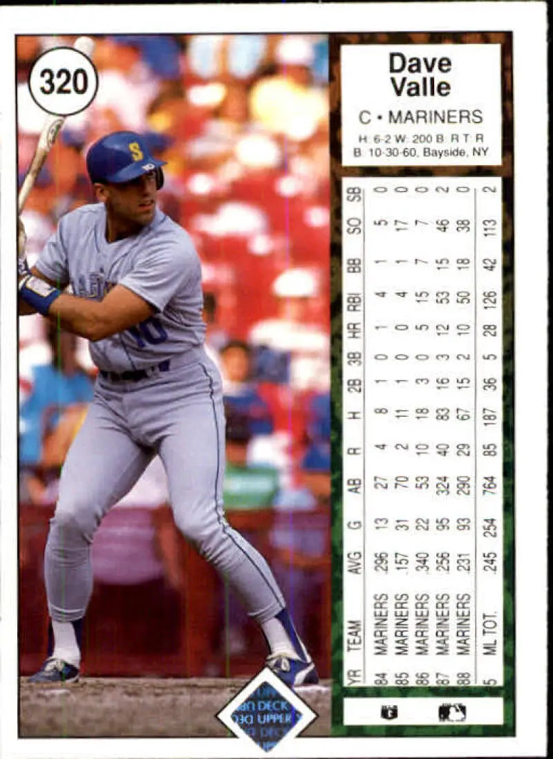 1989 Upper Deck #320 Dave Valle NM-MT Seattle Mariners Baseball Card - Baseball Card Single