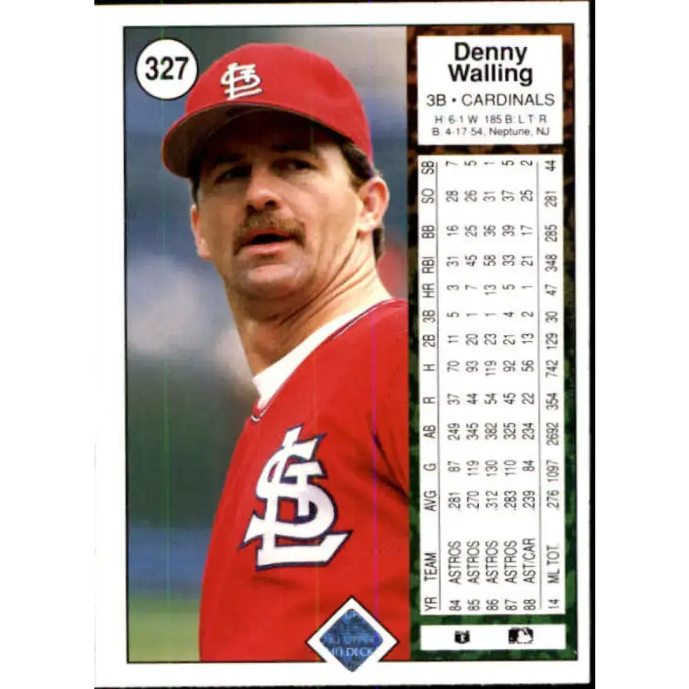 1989 Upper Deck #327 Denny Walling NM-MT St. Louis Cardinals Baseball Card - Baseball Card Single