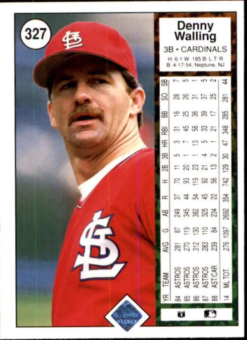 1989 Upper Deck #327 Denny Walling NM-MT St. Louis Cardinals Baseball Card - Baseball Card Single