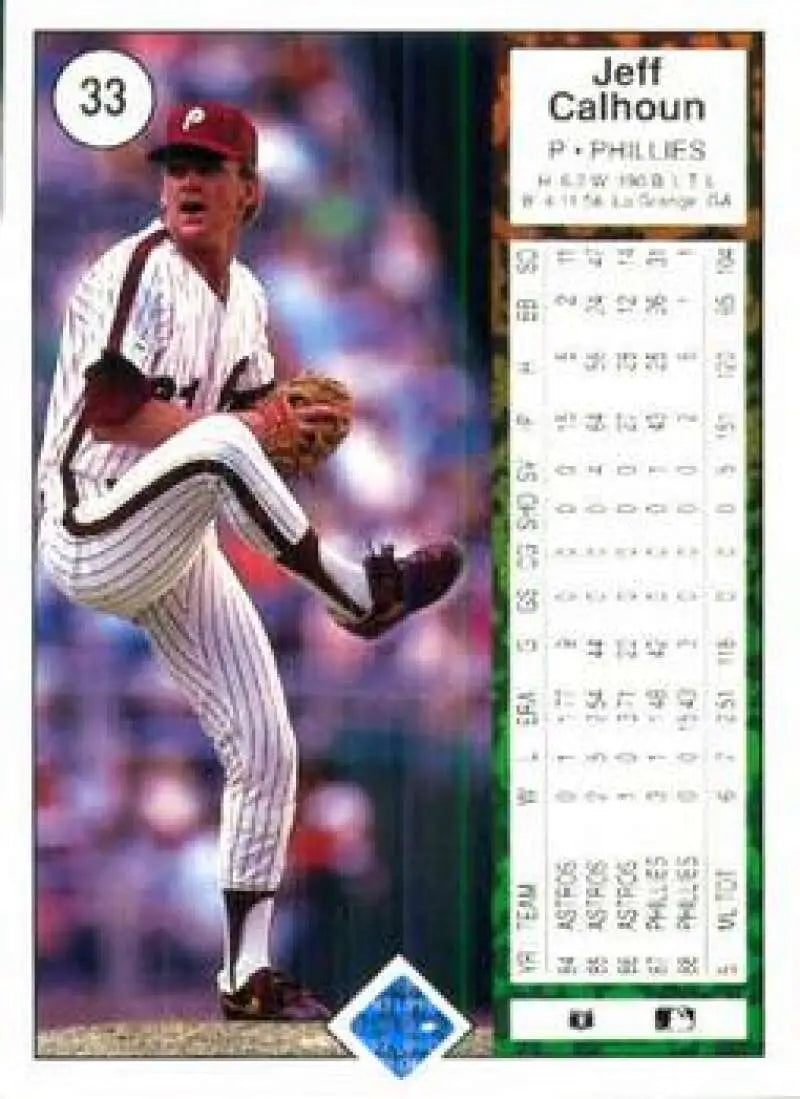 1989 Upper Deck #33 Jeff Calhoun NM-MT Philadelphia Phillies Baseball Card - Baseball Card Single