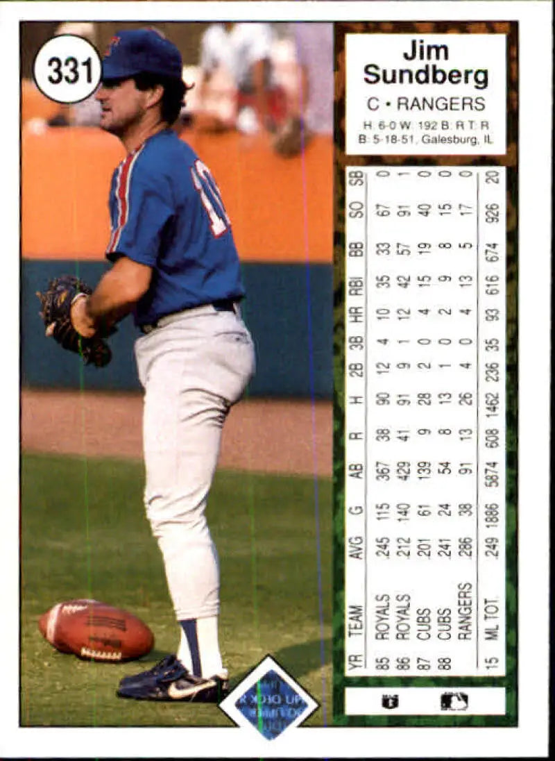 1989 Upper Deck #331 Jim Sundberg NM-MT Texas Rangers Baseball Card - Baseball Card Single