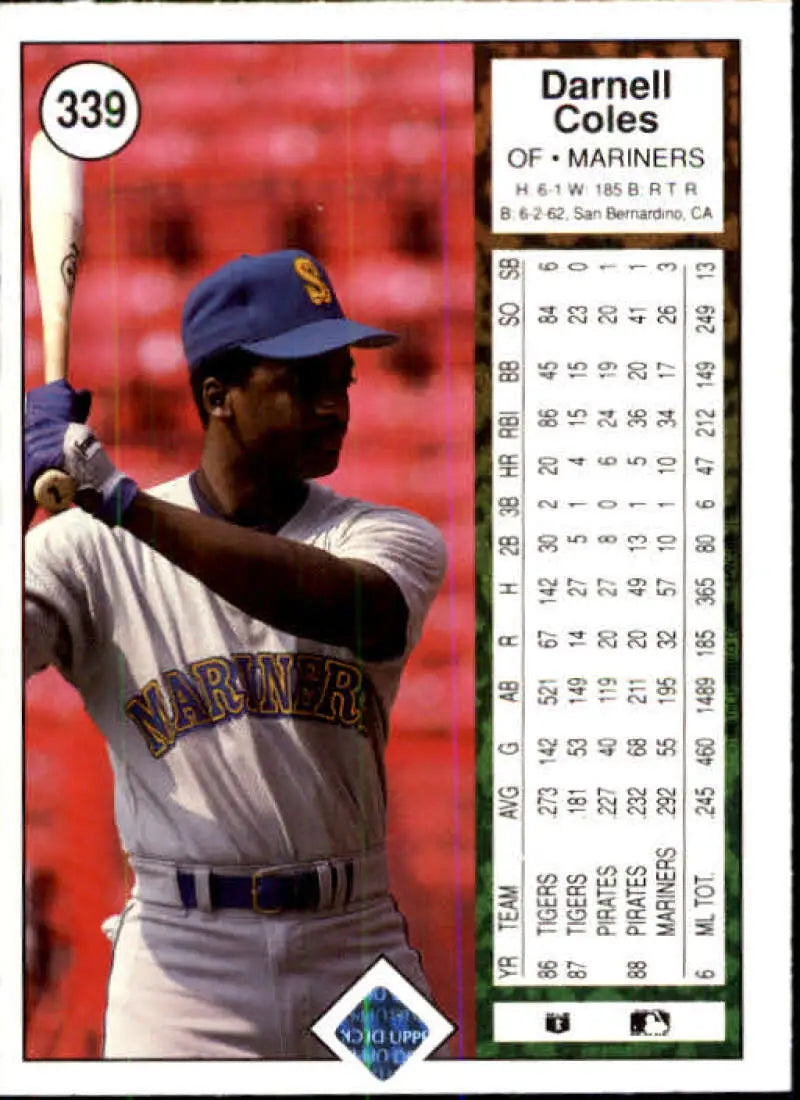 1989 Upper Deck #339 Darnell Coles NM-MT Seattle Mariners Baseball Card - Baseball Card Single