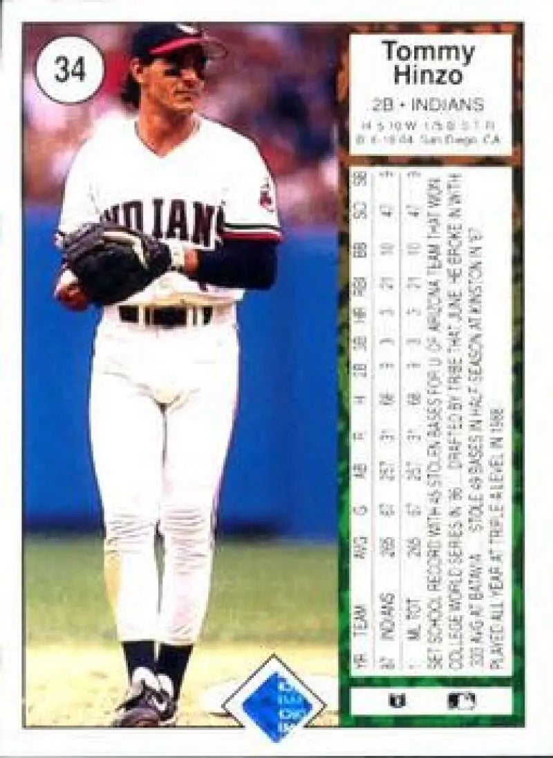 1989 Upper Deck #34 Tommy Hinzo NM-MT Cleveland Indians Baseball Card - Baseball Card Single