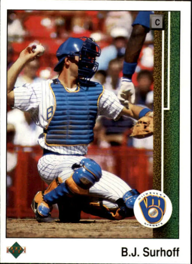 1989 Upper Deck #343 B.J. Surhoff NM-MT Milwaukee Brewers Baseball Card - Baseball Card Single