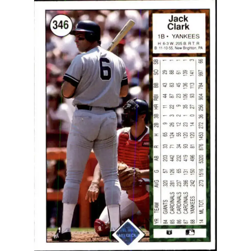 1989 Upper Deck #346 Jack Clark NM-MT New York Yankees Baseball Card - Baseball Card Single
