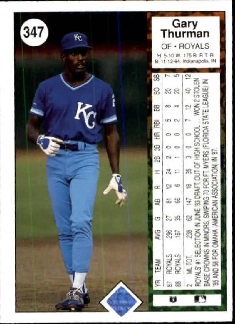 1989 Upper Deck #347 Gary Thurman NM-MT Kansas City Royals Baseball Card - Baseball Card Single