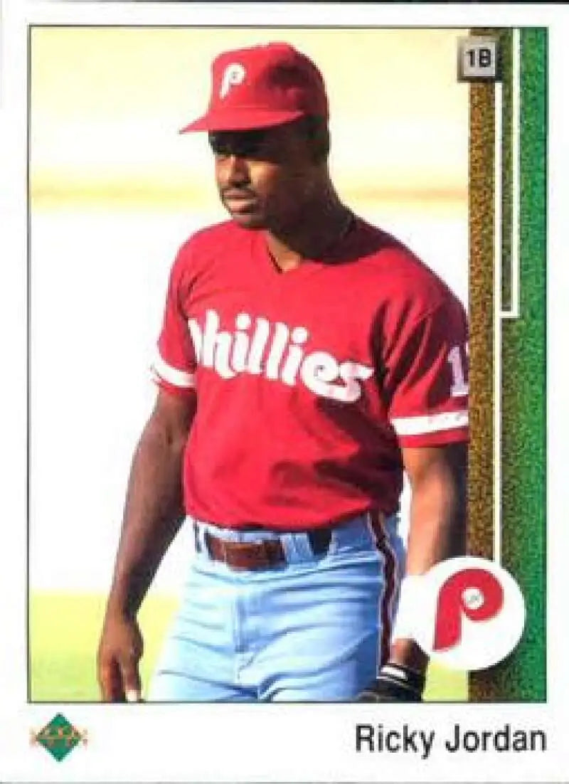 1989 Upper Deck #35 Ricky Jordan NM-MT RC Rookie Philadelphia Phillies Baseball Card - Baseball Card Single