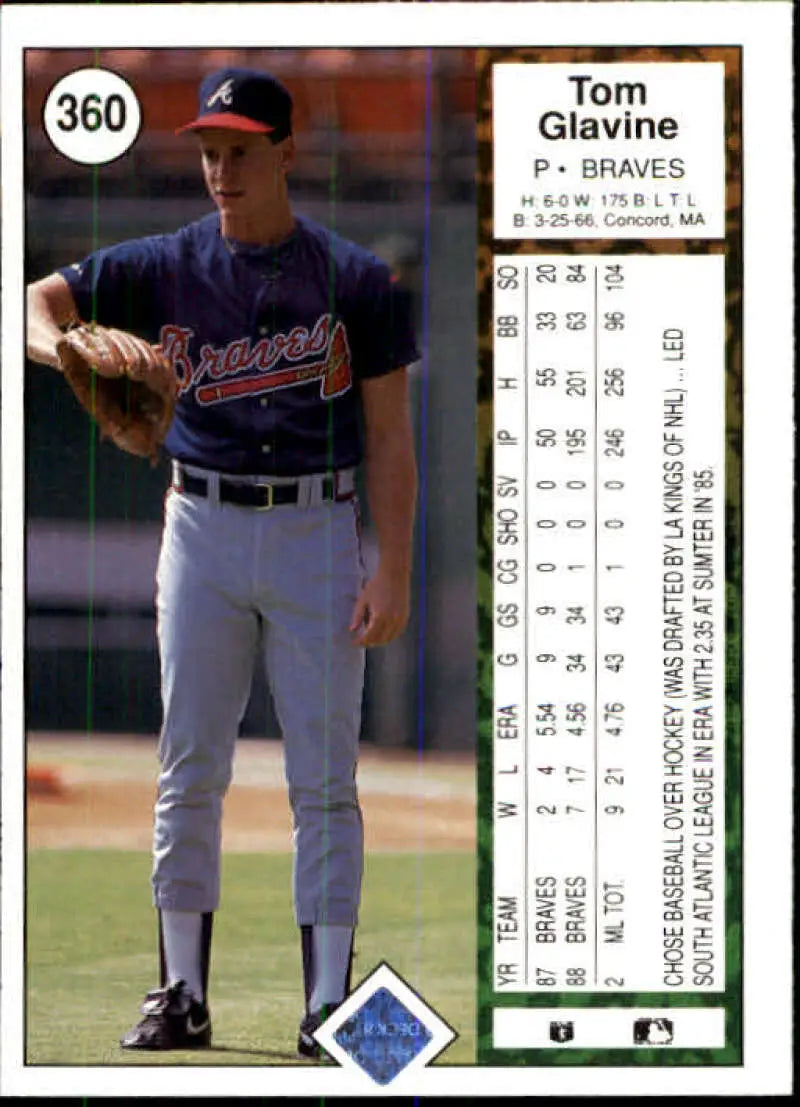 1989 Upper Deck #360 Tom Glavine NM-MT Atlanta Braves Baseball Card - Baseball Card Single