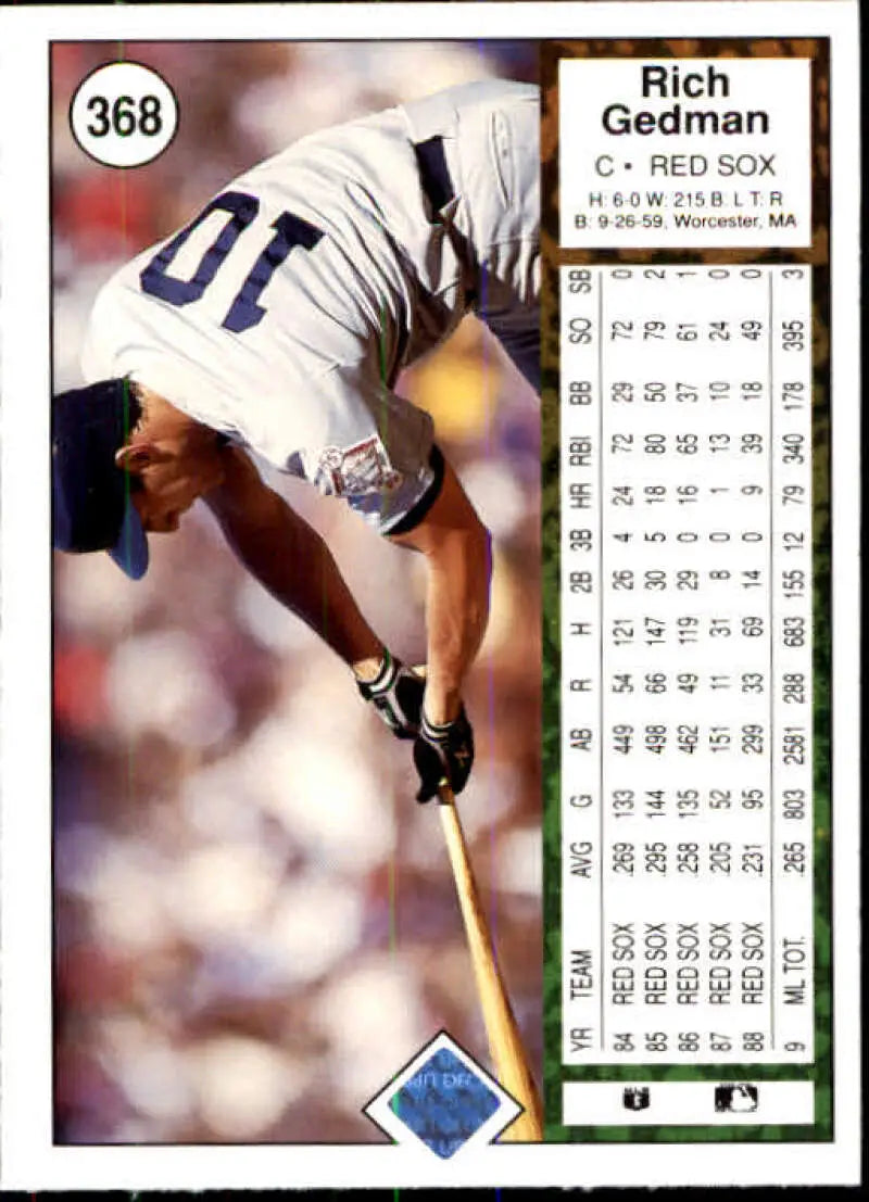 1989 Upper Deck #368 Rich Gedman NM-MT Boston Red Sox Baseball Card - Baseball Card Single