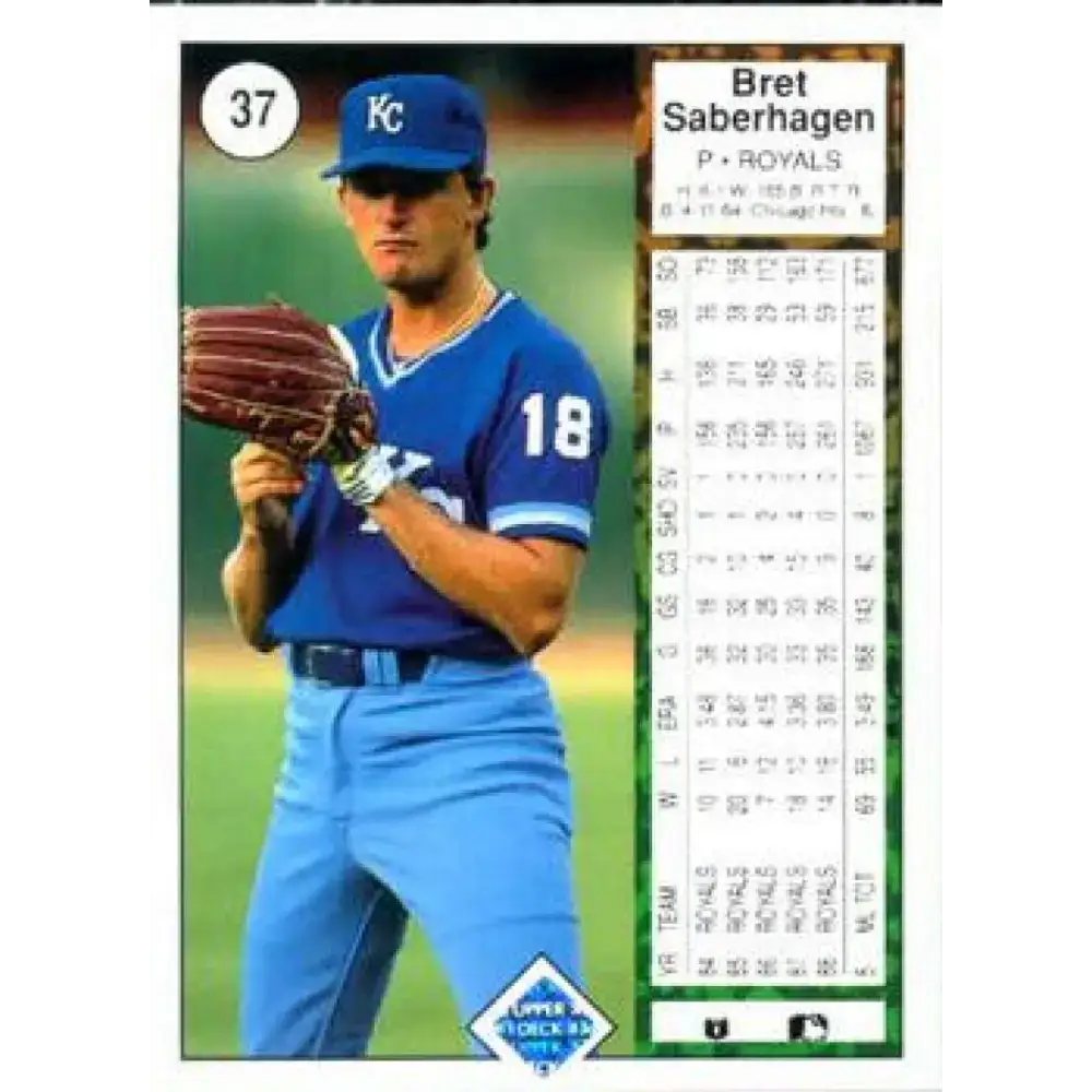 1989 Upper Deck #37 Bret Saberhagen UER NM-MT Kansas City Royals Baseball Card - Baseball Card Single