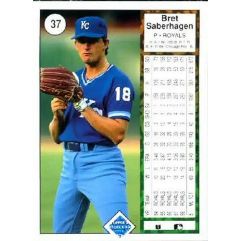1989 Upper Deck #37 Bret Saberhagen UER NM-MT Kansas City Royals Baseball Card - Baseball Card Single