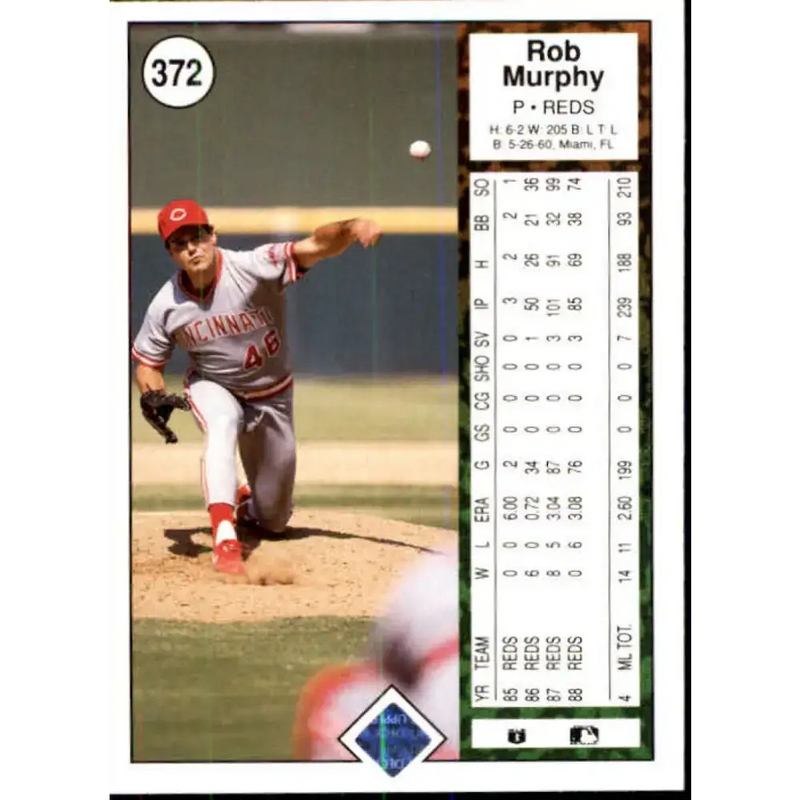 1989 Upper Deck #372 Rob Murphy NM-MT Cincinnati Reds Baseball Card - Baseball Card Single