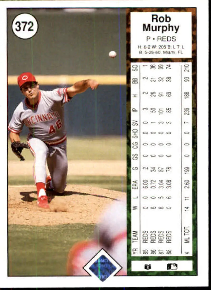 1989 Upper Deck #372 Rob Murphy NM-MT Cincinnati Reds Baseball Card - Baseball Card Single