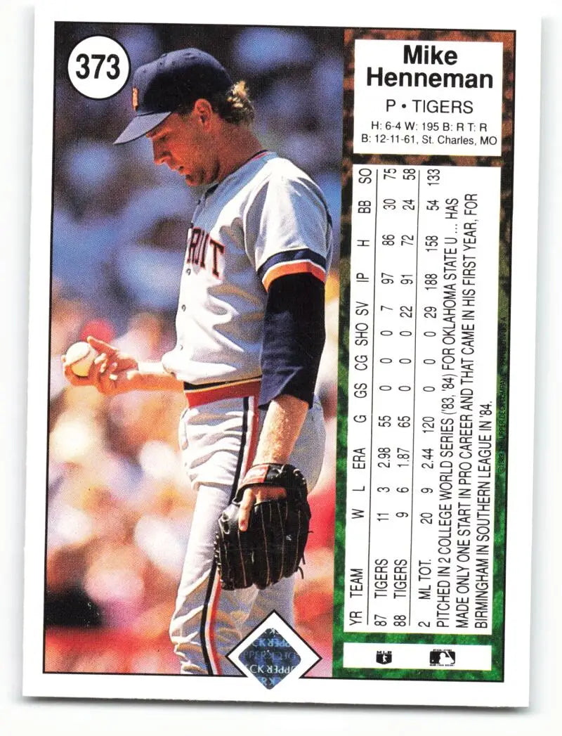 1989 Upper Deck #373 Mike Henneman NM-MT Detroit Tigers Baseball Card - Baseball Card Single