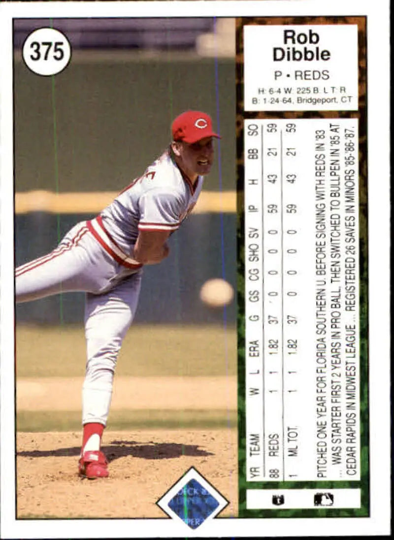 1989 Upper Deck #375 Rob Dibble NM-MT RC Rookie Cincinnati Reds Baseball Card - Baseball Card Single