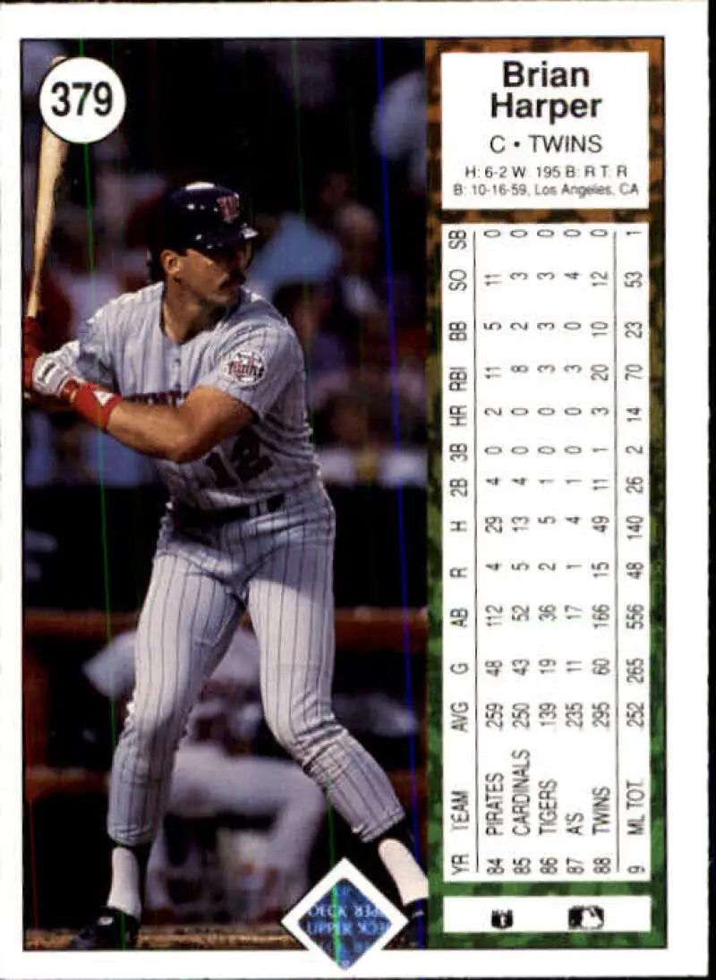 1989 Upper Deck #379 Brian Harper NM-MT Minnesota Twins Baseball Card - Baseball Card Single