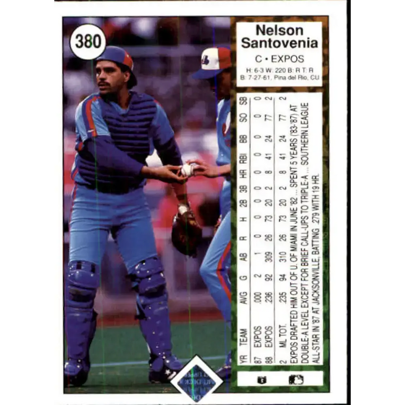 1989 Upper Deck #380 Nelson Santovenia NM-MT Montreal Expos Baseball Card - Baseball Card Single