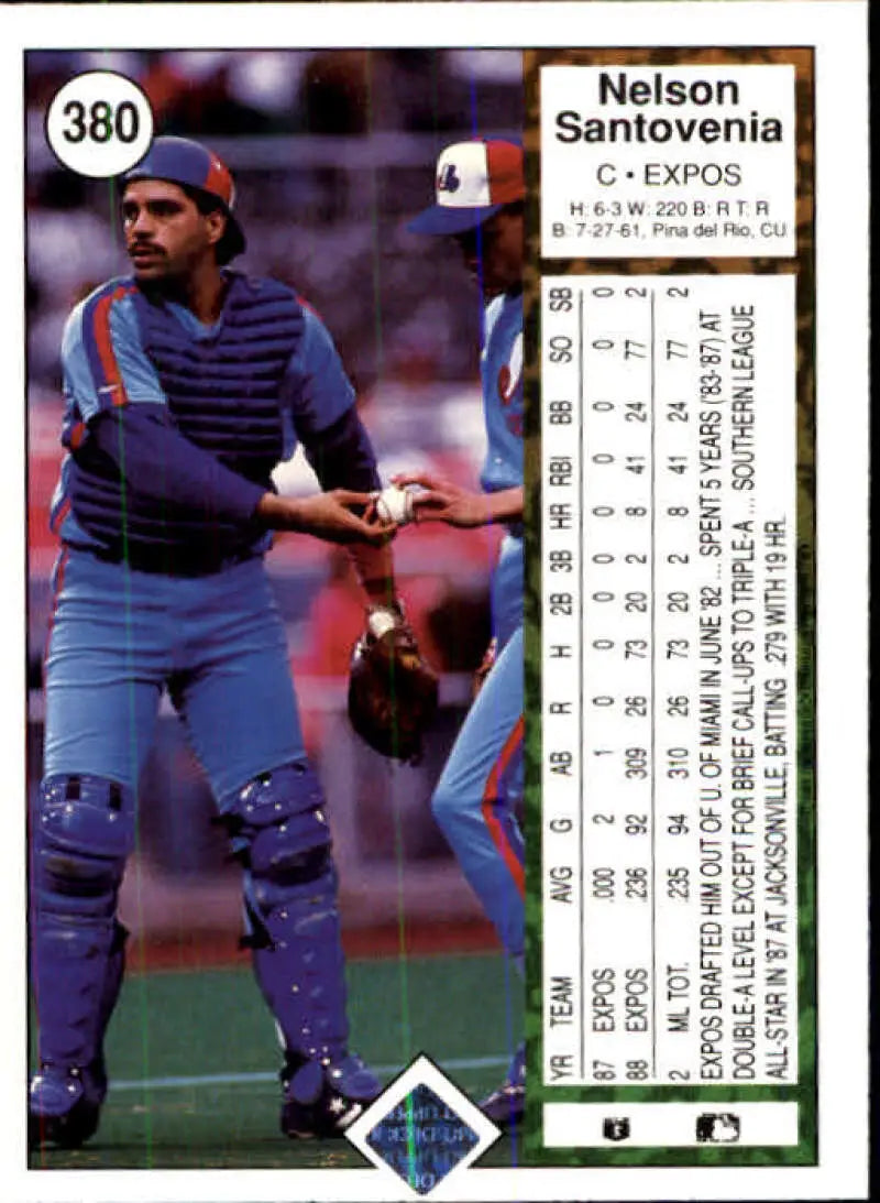 1989 Upper Deck #380 Nelson Santovenia NM-MT Montreal Expos Baseball Card - Baseball Card Single