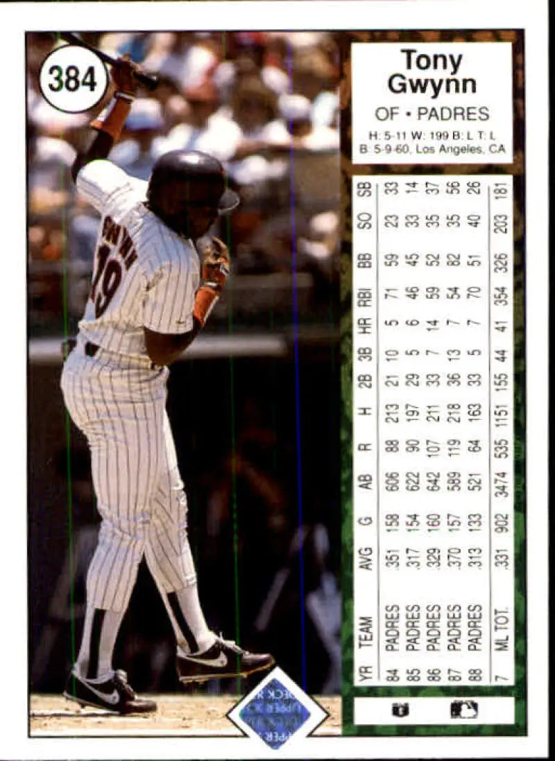 1989 Upper Deck #384 Tony Gwynn NM-MT San Diego Padres Baseball Card - Baseball Card Single
