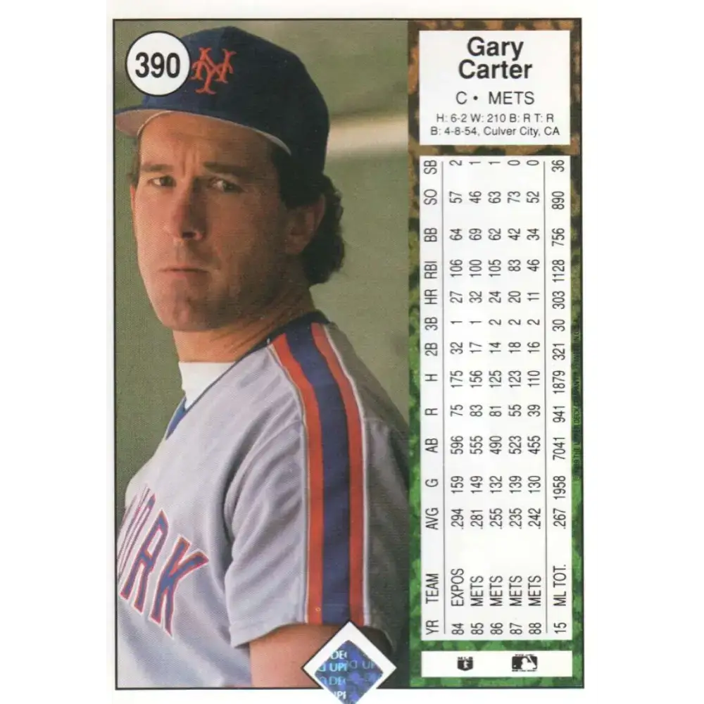 1989 Upper Deck #390 Gary Carter NM-MT New York Mets Baseball Card - Baseball Card Single