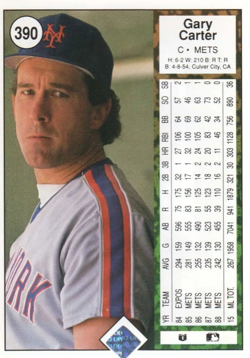 1989 Upper Deck #390 Gary Carter NM-MT New York Mets Baseball Card - Baseball Card Single