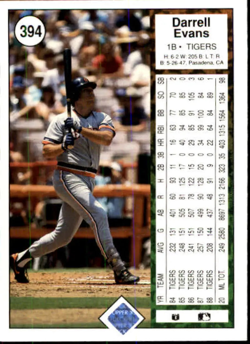 1989 Upper Deck #394 Darrell Evans NM-MT Detroit Tigers Baseball Card - Baseball Card Single
