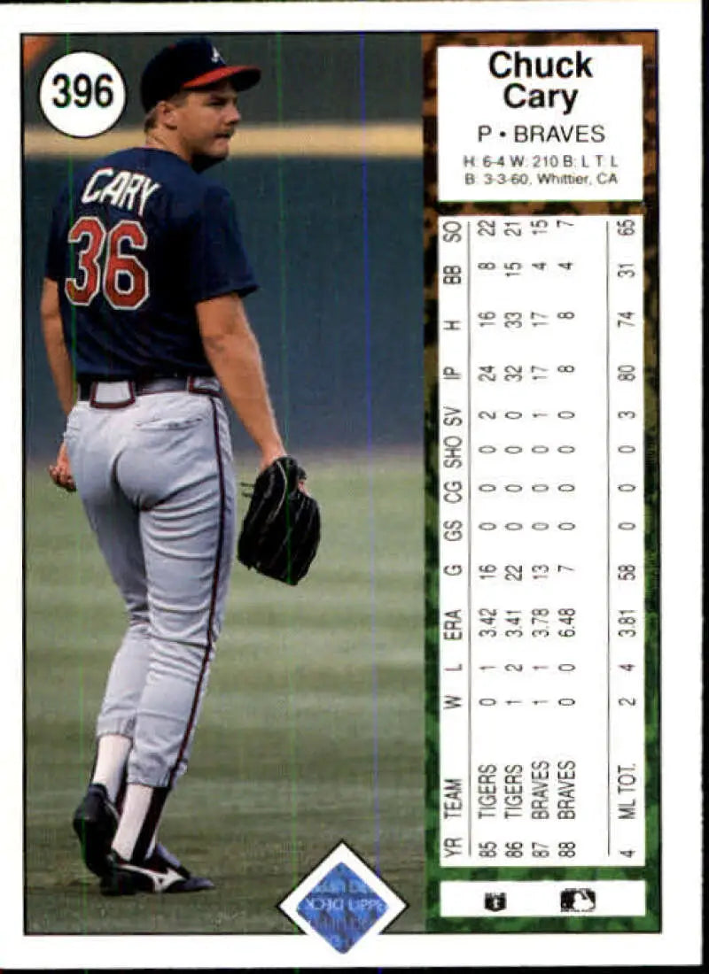 1989 Upper Deck #396 Chuck Cary NM-MT Atlanta Braves Baseball Card - Baseball Card Single