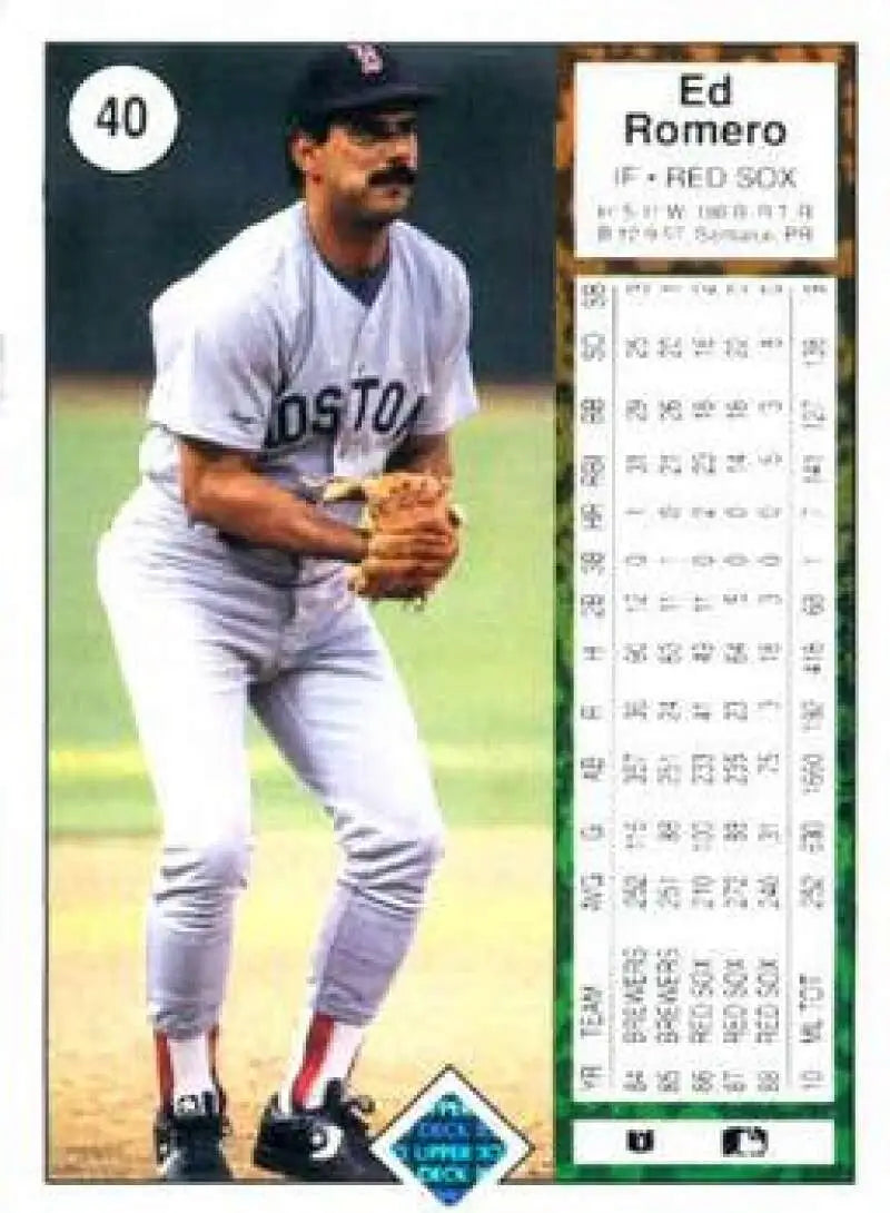 1989 Upper Deck #40 Ed Romero NM-MT Boston Red Sox Baseball Card - Baseball Card Single