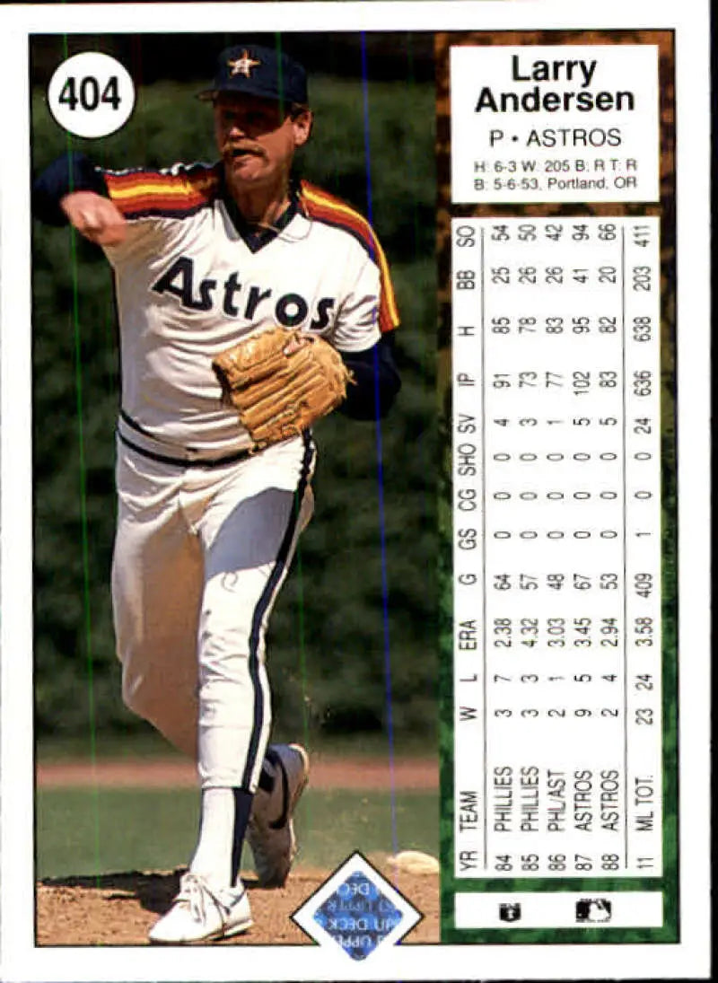1989 Upper Deck #404 Larry Andersen NM-MT Houston Astros Baseball Card - Baseball Card Single