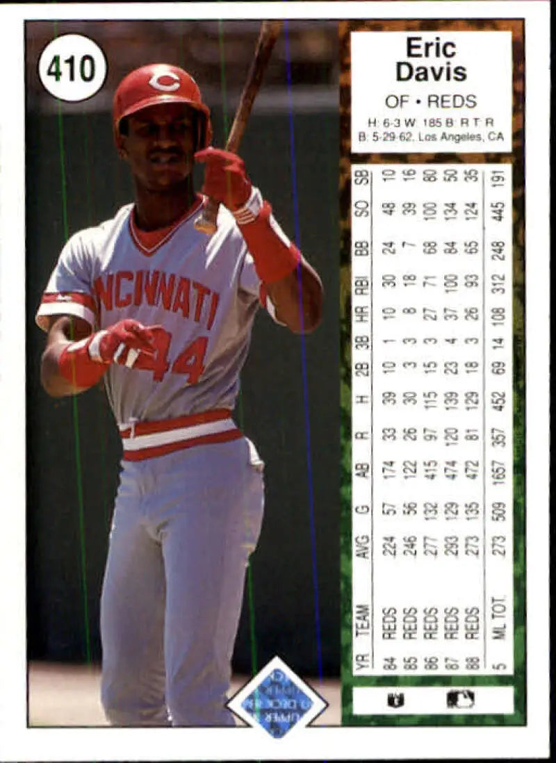 1989 Upper Deck #410 Eric Davis NM-MT Cincinnati Reds Baseball Card - Baseball Card Single