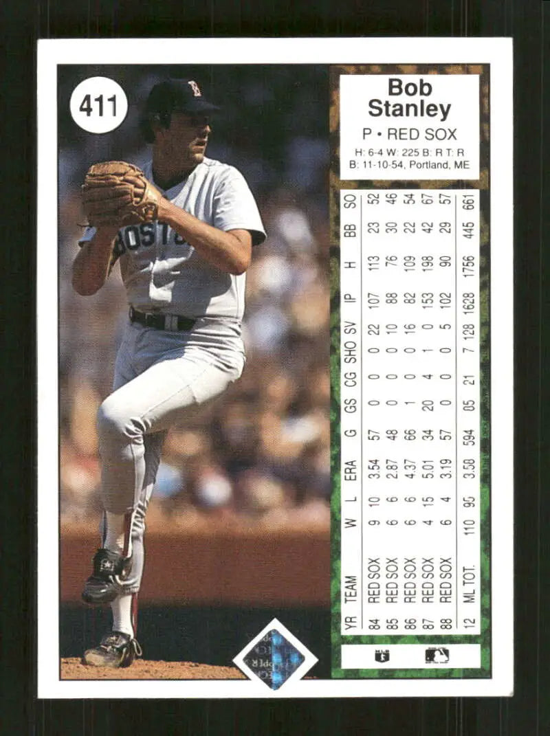1989 Upper Deck #411 Bob Stanley NM-MT Boston Red Sox Baseball Card - Baseball Card Single