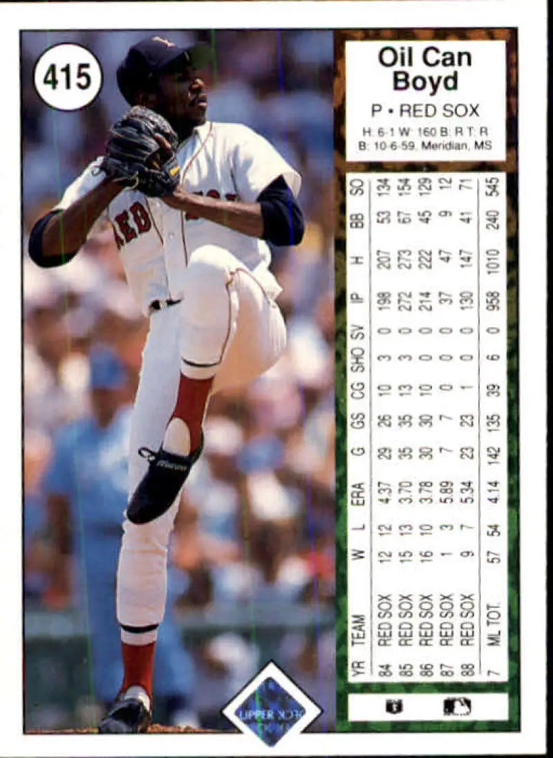 1989 Upper Deck #415 Oil Can Boyd NM-MT Boston Red Sox Baseball Card - Baseball Card Single
