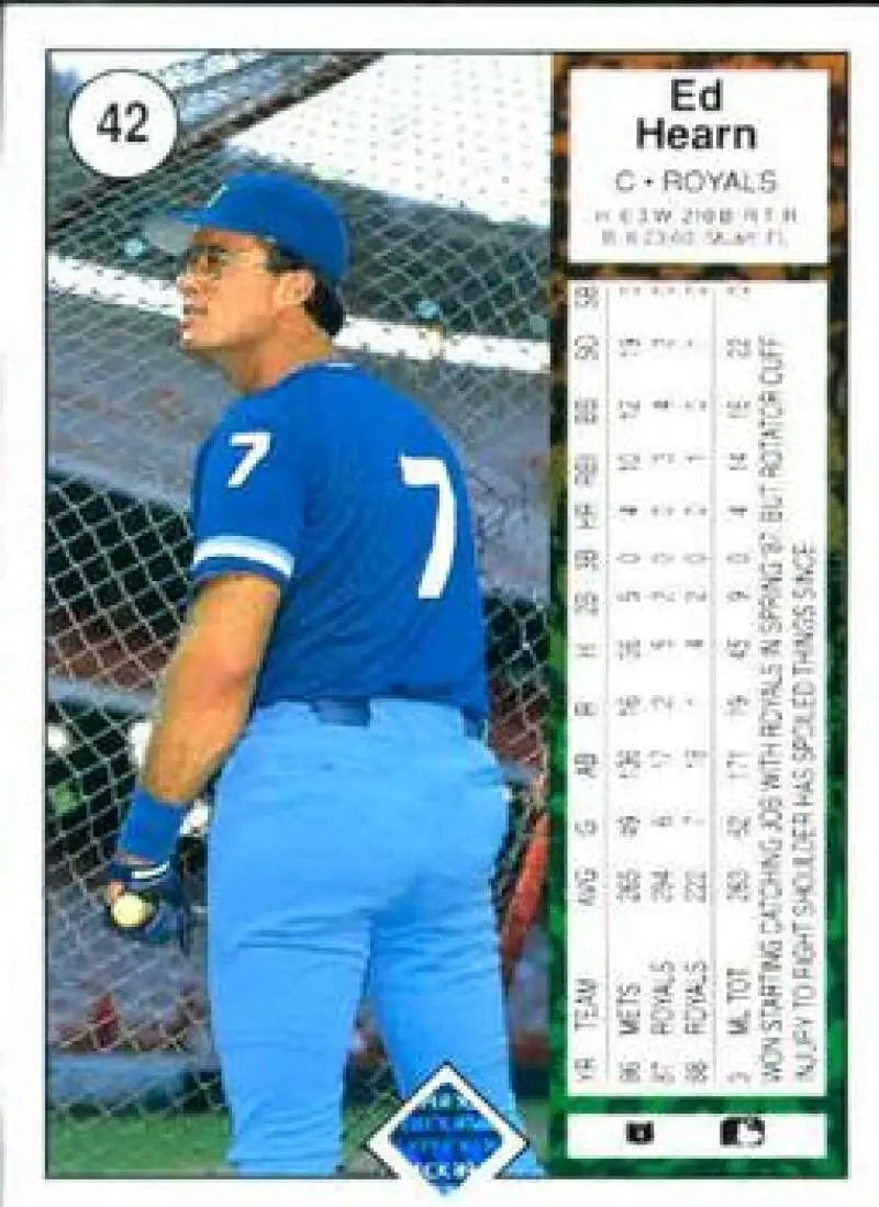 1989 Upper Deck #42 Ed Hearn NM-MT Kansas City Royals Baseball Card - Baseball Card Single