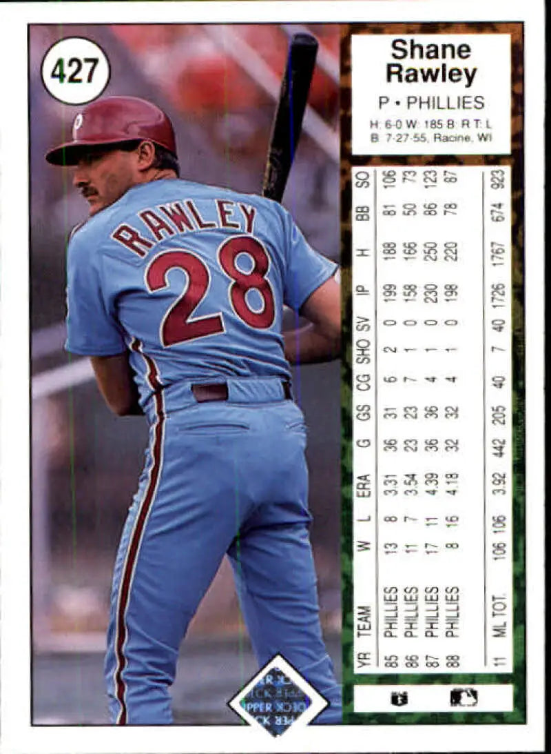 1989 Upper Deck #427 Shane Rawley NM-MT Philadelphia Phillies Baseball Card - Baseball Card Single