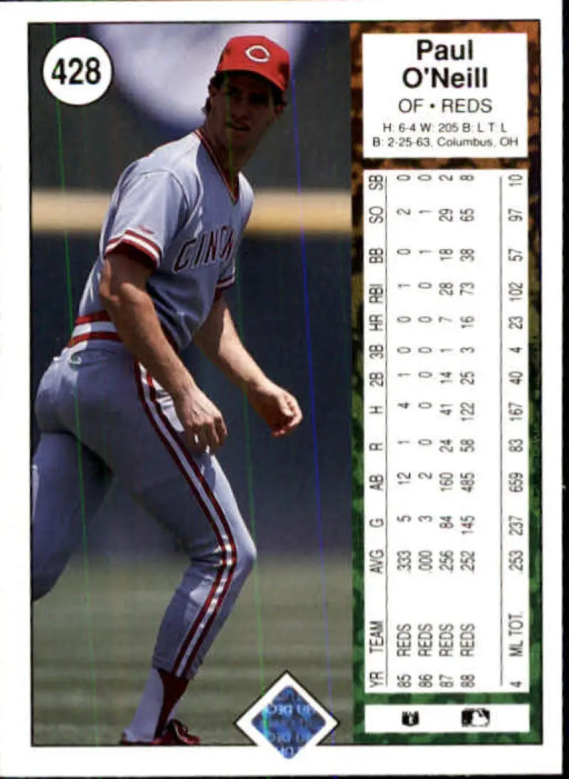 1989 Upper Deck #428 Paul O’Neill NM-MT Cincinnati Reds Baseball Card - Baseball Card Single
