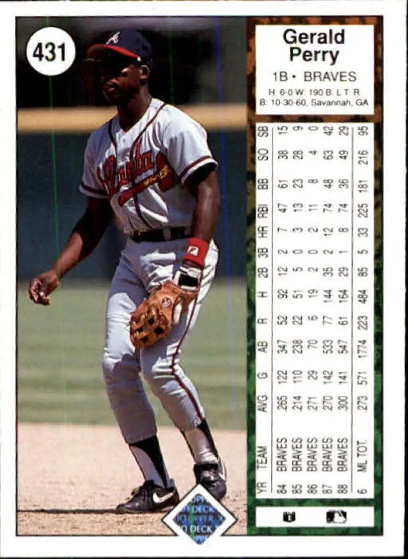 1989 Upper Deck #431 Gerald Perry NM-MT Atlanta Braves Baseball Card - Baseball Card Single