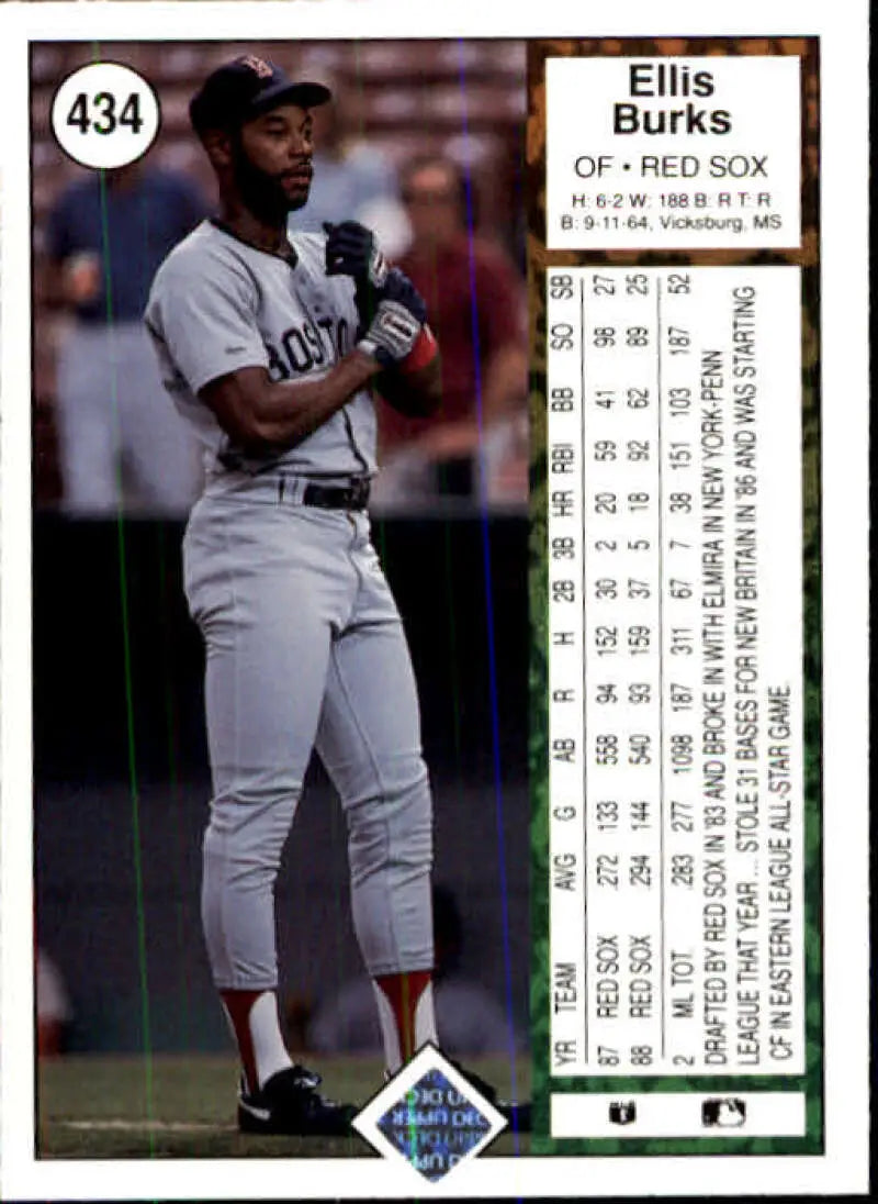 1989 Upper Deck #434 Ellis Burks NM-MT Boston Red Sox Baseball Card - Baseball Card Single