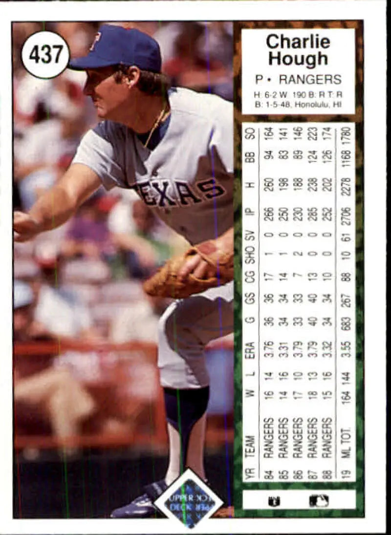 1989 Upper Deck #437 Charlie Hough NM-MT Texas Rangers Baseball Card - Baseball Card Single