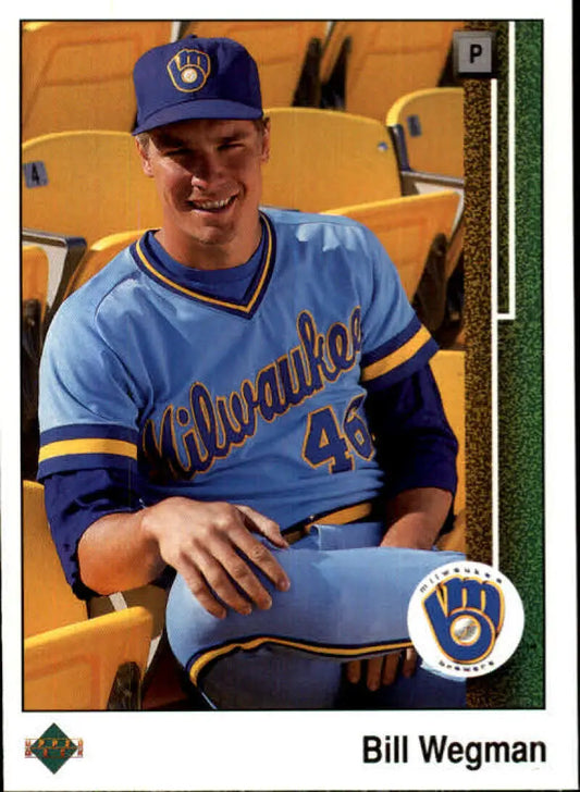 1989 Upper Deck #445 Bill Wegman NM-MT Milwaukee Brewers Baseball Card - Baseball Card Single