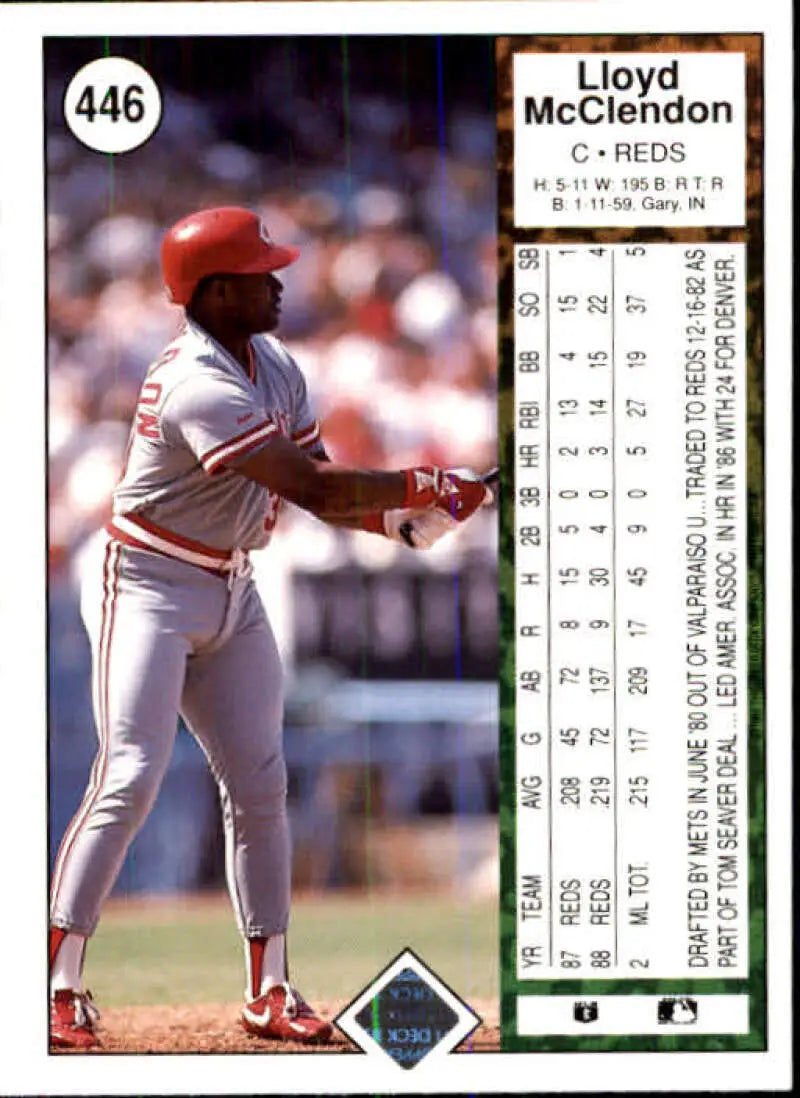 1989 Upper Deck #446 Lloyd McClendon NM-MT Cincinnati Reds Baseball Card - Baseball Card Single